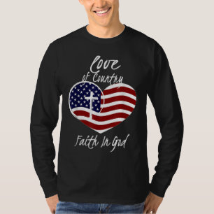 Patriotic Christian Faith In God Heart Cross Ameri T-Shirt
