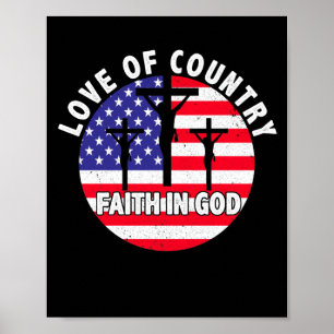 Patriotic Christian Faith In God Heart USA Flag Poster