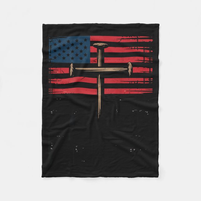 Patriotic Christian Faith Over Fear American Flag  Fleece Blanket (Front)