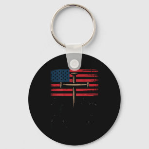 Patriotic Christian Faith Over Fear American Flag  Key Ring