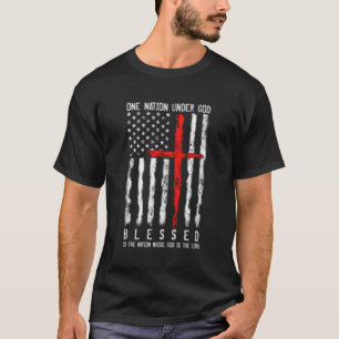 Patriotic Christian Flag Blessed One Nation Under T-Shirt