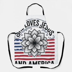 Patriotic Christian Flower Vintage T-Shirt Apron
