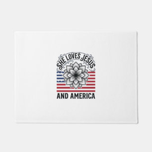 Patriotic Christian Flower Vintage T-Shirt Doormat