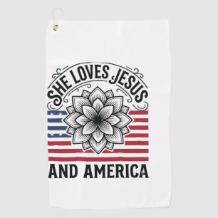 Patriotic Christian Flower Vintage T-Shirt Golf Towel