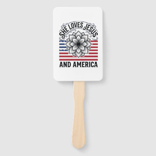 Patriotic Christian Flower Vintage T-Shirt Hand Fan