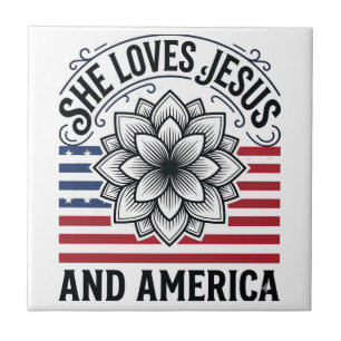 Patriotic Christian Flower Vintage T-Shirt Tile