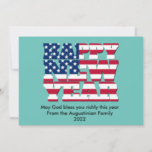 Patriotic Christian HAPPY NEW YEAR Holiday Card