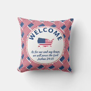 Patriotic Christian USA FLAG Welcome Cushion