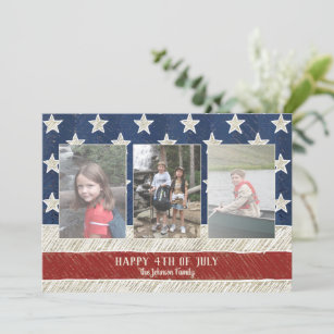 Patriotic Christmas 3 photo American Flag Vertical Holiday Card