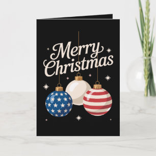 Patriotic Christmas American Flag Ornaments USA Card
