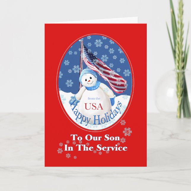 Patriotic Christmas Card for Son in Military (Front)