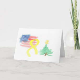 Patriotic Christmas Card w/ Yellow Ribbon