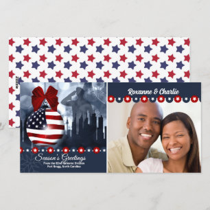 Patriotic Christmas Flag Ornament Military Holiday Card