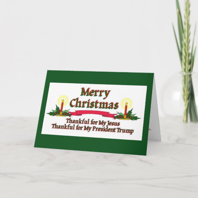 Patriotic Christmas Jesus Trump Holiday Card (Front)