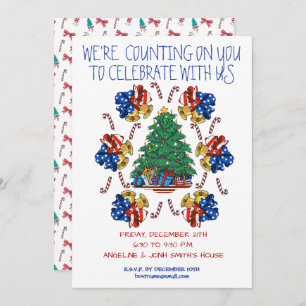 Patriotic Christmas Personalised Invitation