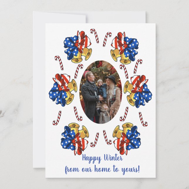 Patriotic Christmas Photo Holiday Card (Front)