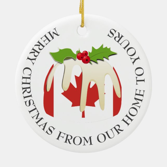 Patriotic | Christmas Pudding with | CANADA FLAG Ceramic Tree Decoration (Back)