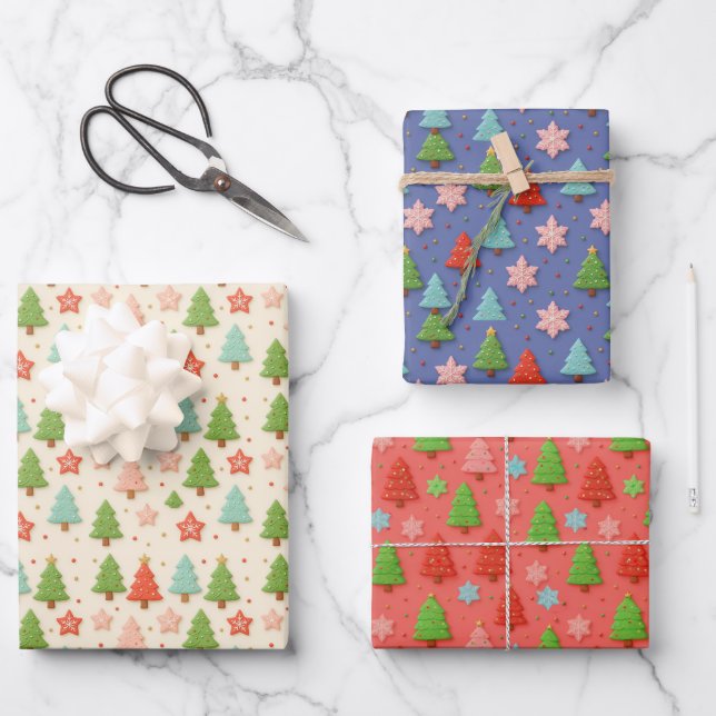 Patriotic Christmas Red White Blue Sheet Gift Wrap (Front)