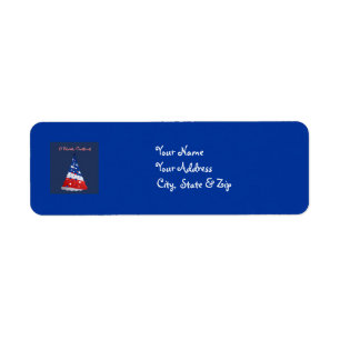 Patriotic Christmas, red, white, blue tree / blue