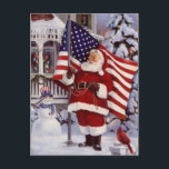 Patriotic Christmas Santa Holding American Flag Holiday Postcard<br><div class="desc">Patriotic Christmas Santa Holding American Flag Holiday Postcard.</div>