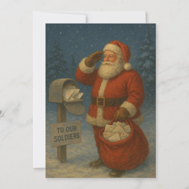 Patriotic Christmas Santa Holiday Card (Front)