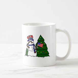 Patriotic Christmas Snowman Coffee Mug