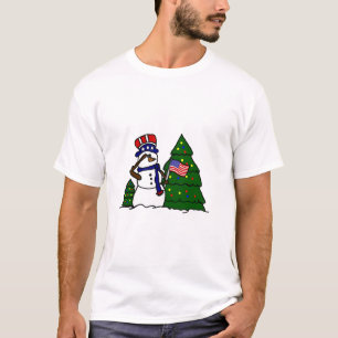 Patriotic Christmas Snowman T-Shirt