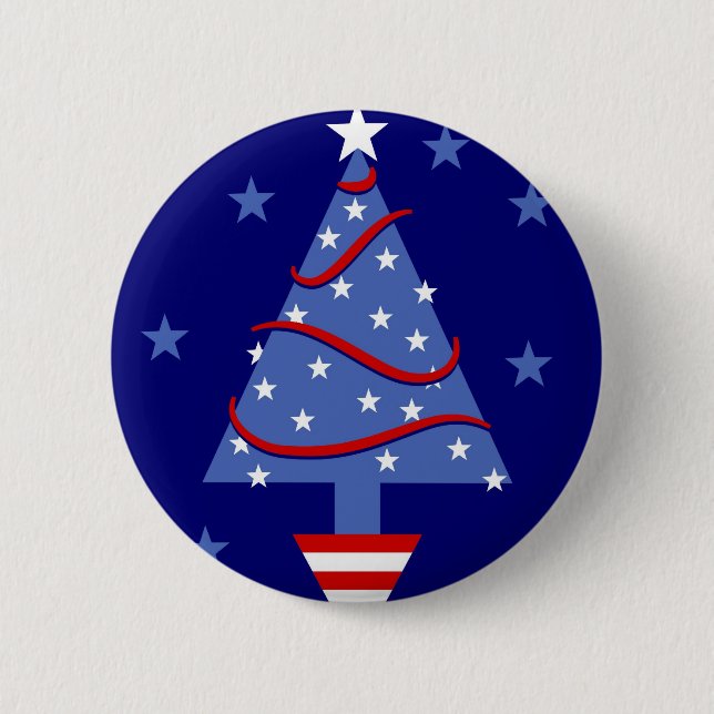 Patriotic Christmas Tree 6 Cm Round Badge (Front)