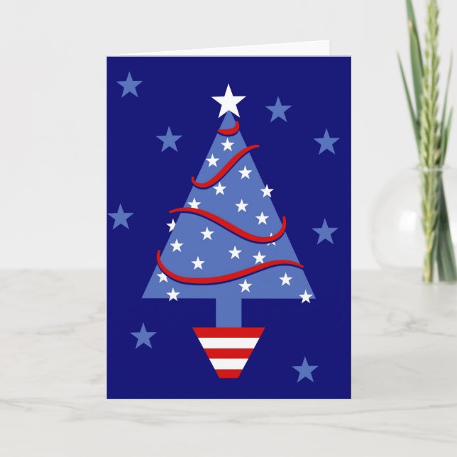 Patriotic Christmas Tree Holiday Card (Front)