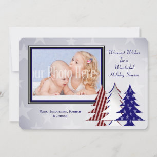 Patriotic Christmas Trees Flat Card Greeting