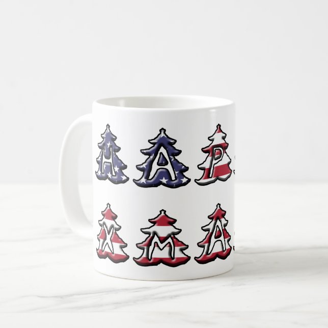 Patriotic Christmas Trees Happy XMAS Coffee Mug (Front Left)