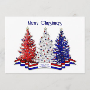 Patriotic Christmas Trees, Military Thank You Card