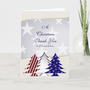 Patriotic Christmas Trees, Military Thank You Card