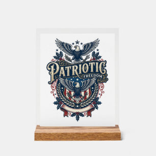 Patriotic Christmas Vector Graphic Tee (2) Acrylic Sign