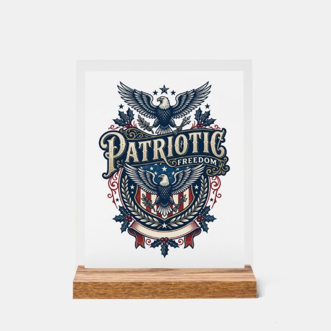 Patriotic Christmas Vector Graphic Tee (2) Acrylic Sign (Front)