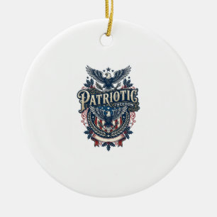 Patriotic Christmas Vector Graphic Tee (2) Ceramic Tree Decoration