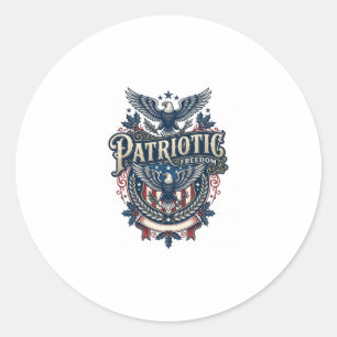 Patriotic Christmas Vector Graphic Tee (2) Classic Round Sticker