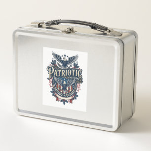 Patriotic Christmas Vector Graphic Tee (2) Metal Lunch Box