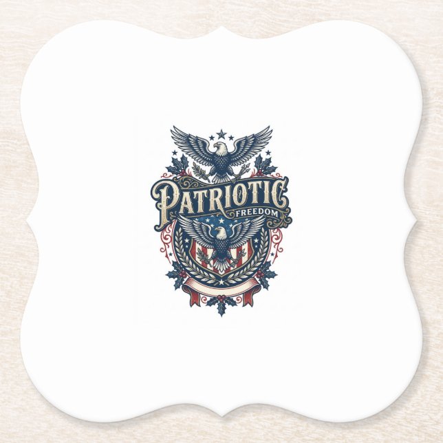 Patriotic Christmas Vector Graphic Tee (2) Paper Coaster (Front)