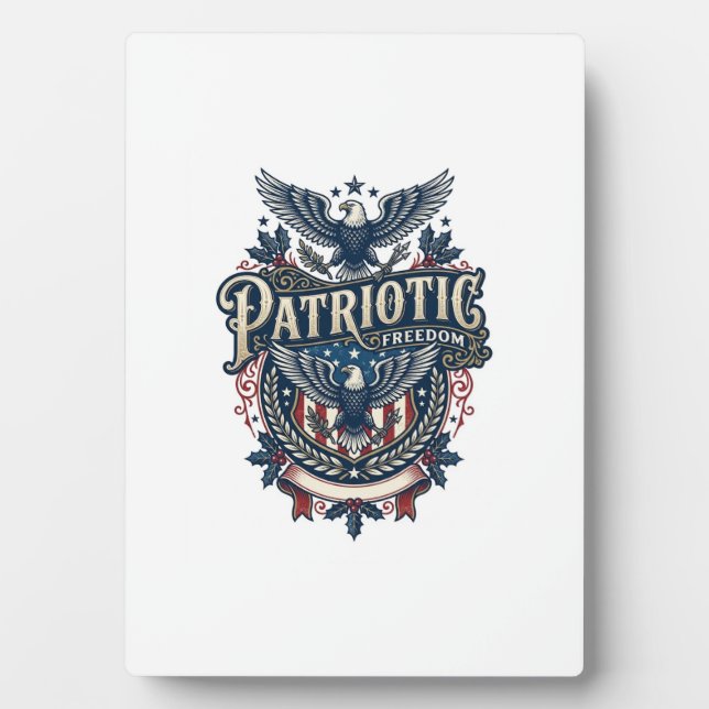 Patriotic Christmas Vector Graphic Tee (2) Plaque (Front)