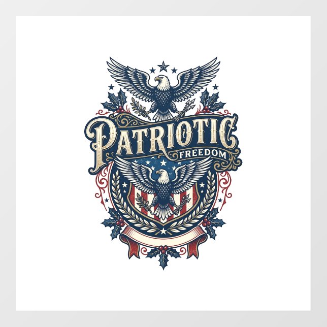 Patriotic Christmas Vector Graphic Tee (2) Window Cling (Sheet)