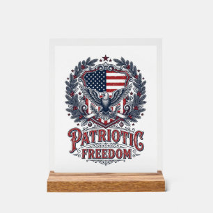 Patriotic Christmas Vector Graphic Tee Acrylic Sign