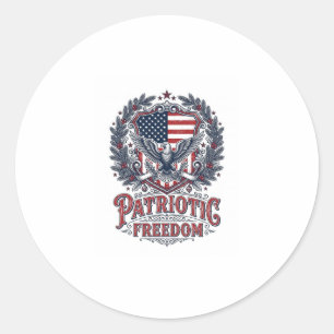 Patriotic Christmas Vector Graphic Tee Classic Round Sticker