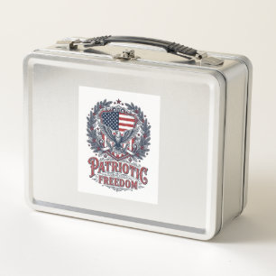 Patriotic Christmas Vector Graphic Tee Metal Lunch Box