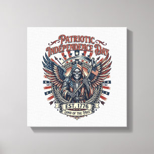 Patriotic Chrome Reaper Dark Patriot Skeleton & Re Canvas Print