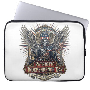Patriotic Chrome Reaper Dark Patriot Skeleton & Re Laptop Sleeve