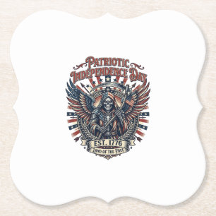 Patriotic Chrome Reaper Dark Patriot Skeleton & Re Paper Coaster