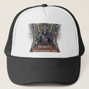Patriotic Chrome Reaper Dark Patriot Skeleton & Re Trucker Hat
