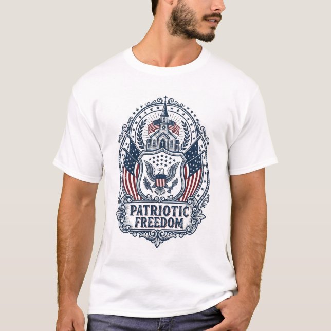 Patriotic Church Camp Vector Graphic Tee (Front)