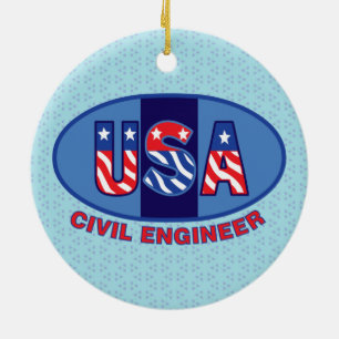 Patriotic Civil Engineer Ceramic Tree Decoration